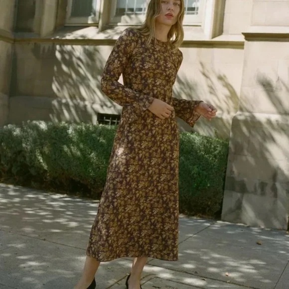 Doen Dresses & Skirts - Doen Amande Floral Cotton Voile Maxi Dress Fern Grove Floral Large Long Sleeve